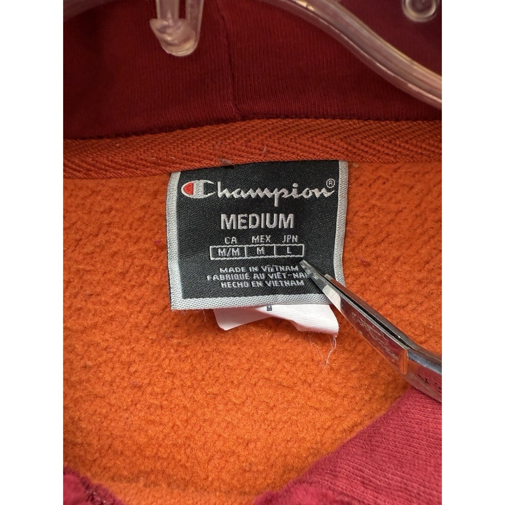 VTG Champion Pullover Hoodie Men's Medium Orange/Red - Picture 7 of 10